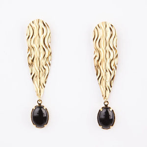 Boucles oreilles EVA KRYSTAL longue et pendantes onyx noir