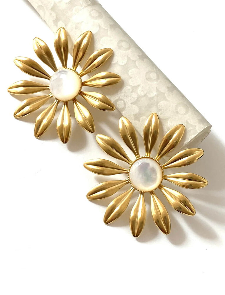 Boucle d'oreille Marguerite fleur - Eva Krystal