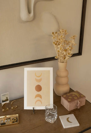 Petite boite à bijoux en velours ala rose décor lune et star 