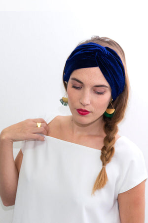 Bandeau Cheveux - Bandeau En Velours - Bandeau Velours - Headband Velours - Headband Cheveux - Bandeau Velours Bleu - Headband Velours Bleu - Headband Bleu - Made In France - Laure Derrey - Bobart Bijoux