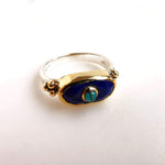 Bague rectangle en argent CANYOn lapis lazuli et turquoise