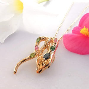Collier Serpent - Tourmalines - Bijoux createur - Au fil de lo