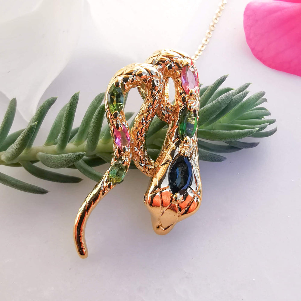 Collier Serpent - Tourmalines - Bijoux fantaisie - Aul fil de lo