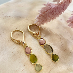 Boucles d'oreilles - Boucles d'oreilles tourmalines - Tourmalines - Boucles d'oreilles pendantes - Bobart Bijoux