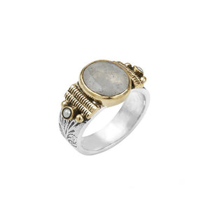 Bague ethnique CANYON - Argent et Pierre de Lune