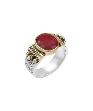 Bague ethnique - Argent et Racine de Rubis - moyenne