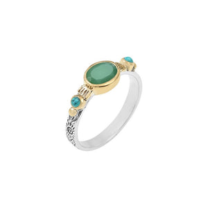 Bague CANYON pierres - Argent et Chrysoprase - fine