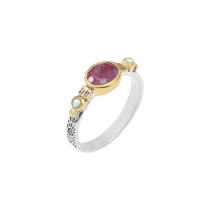 Bague ethnique CANYON - Argent et Racine de rubis