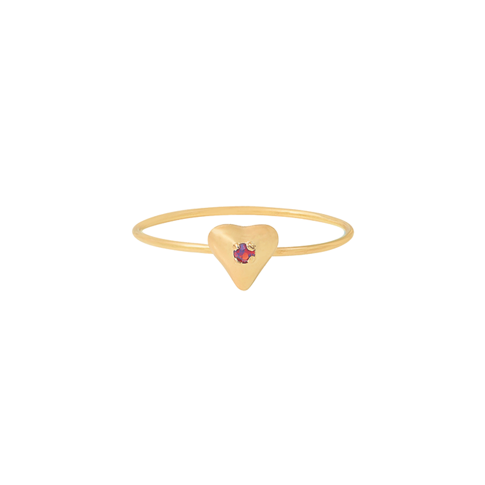Bague coeur plaque or grenat