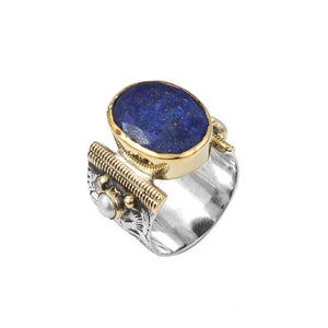 Bague CANYON ethnique - Argent et Lapis Lazuli - pierre semi-précieuse - Bobart Bijoux créateurs
