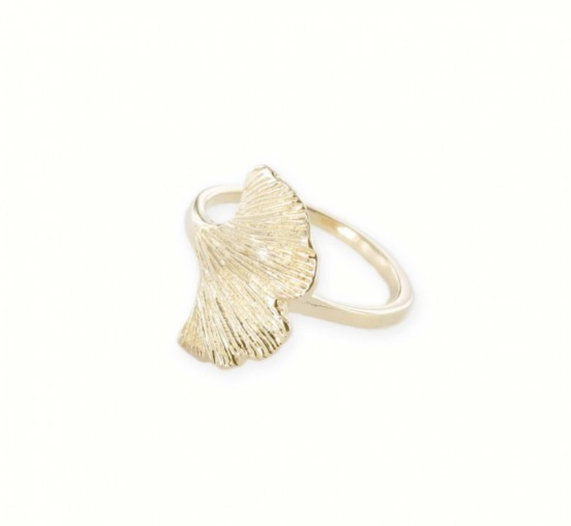 bague ginko feuille plaqué or bijoux 