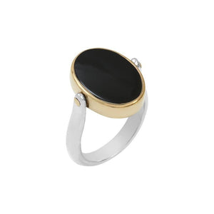 Bague Canyon argent réversible pierre de lune et onyx 