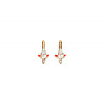 Boucles d'oreilles Joyce - Dormeuses - Cristaux perles du Japon - Corail - Bijoux Satellite