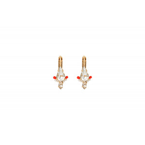Boucles d'oreilles Joyce - Dormeuses - Cristaux perles du Japon - Corail - Bijoux Satellite