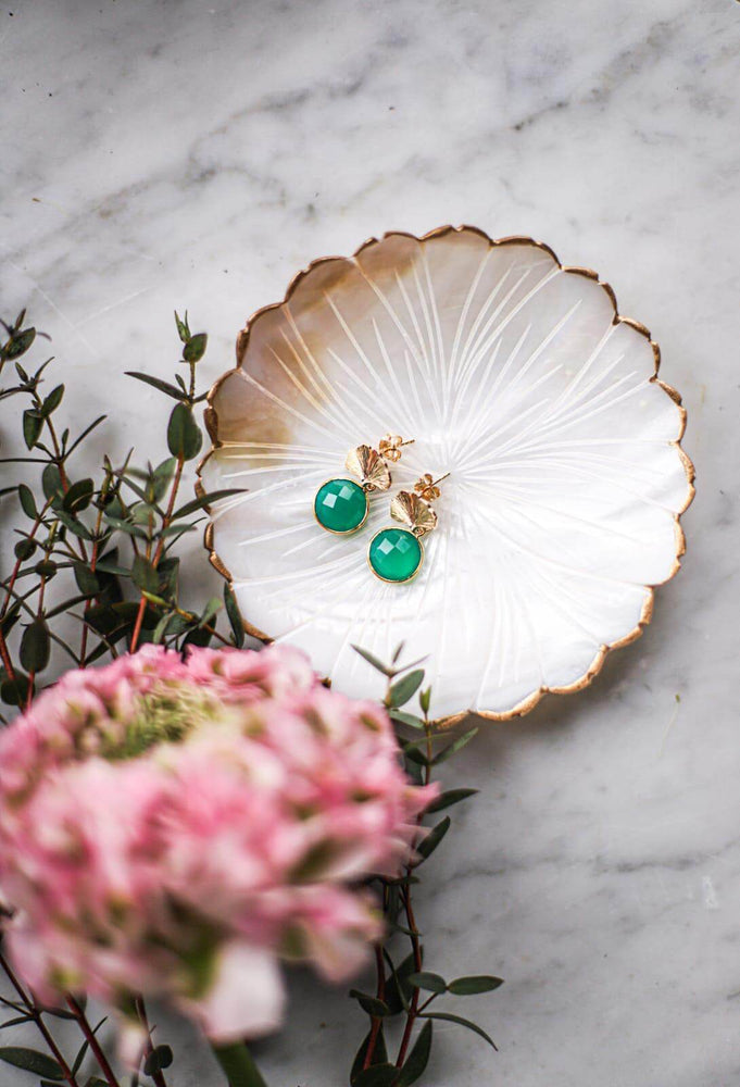 Bo puces ginkgo et onyx verte
