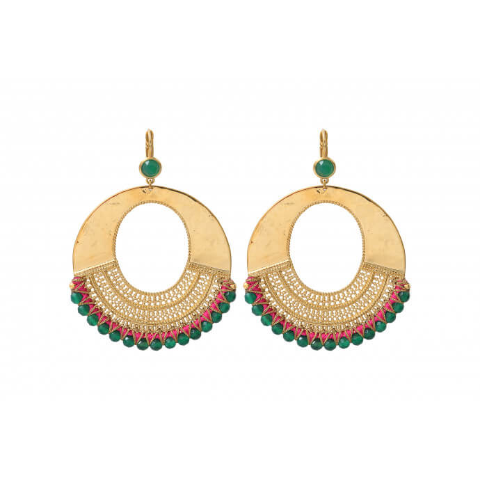 Boucles d'oreilles dormeuses Silma - Vert