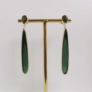 boucles d'oreilles pendantes longues pierres naturelles labradorite pierre verte boucles d'oreilles soirée habillées boucles elegantes boucles femme glam chic