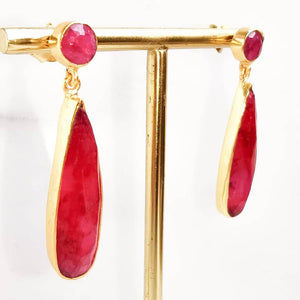 boucles d'oreilles racine de rubis doré sur argent