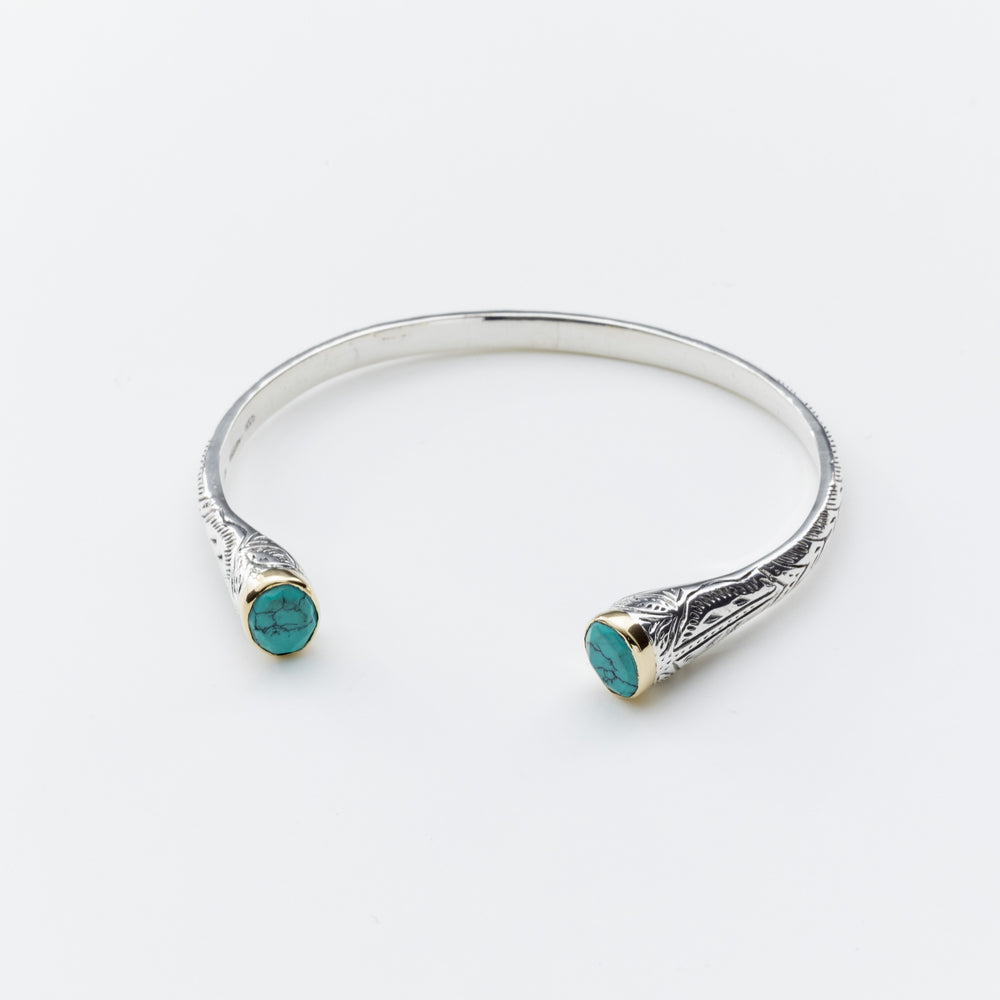 Jonc bracelet CANYON HARI en argent et turquoise