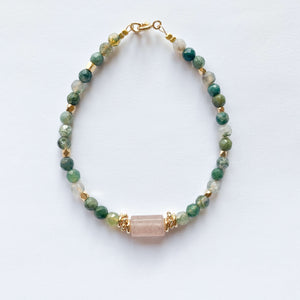 Bracelet agate et quartz fraise - pierres naturelles BOBART BIJOUX 