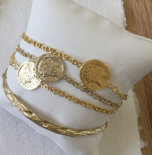 Bracelet Vintage Médaille Doré