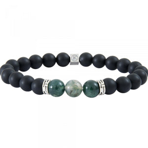 Bracelet homme pierre naturelles agate mousse et agate noire 
