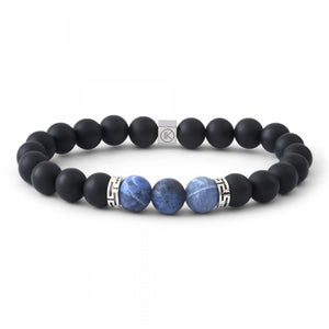 Bracelet agate noire sodalite 8mm IKOBA bijou pour homme