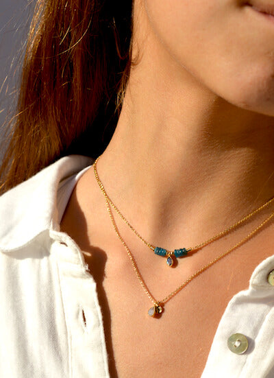 Collier DROP precious - Labradorite et Apatite