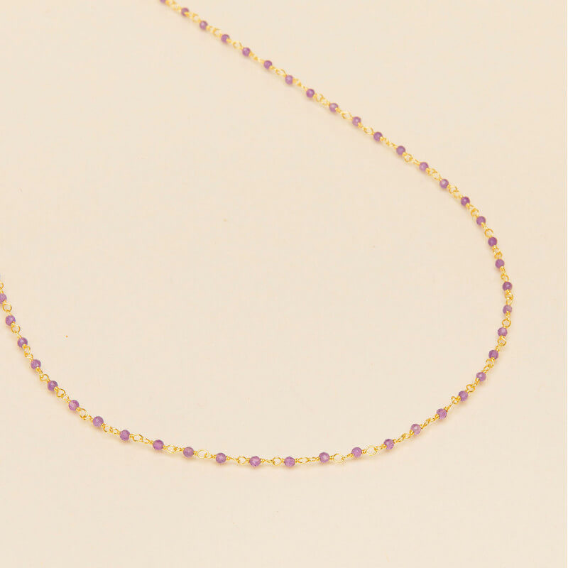 Collier inde - Une à Une - collier Amethyste - pierres fines