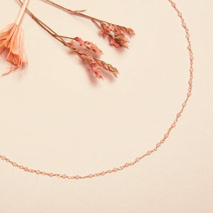 Collier inde - Une à Une - collier dragée rose - pierres fines