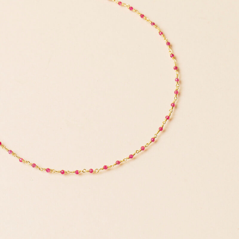 Collier inde - Une à Une - collier framboise - pierres fines