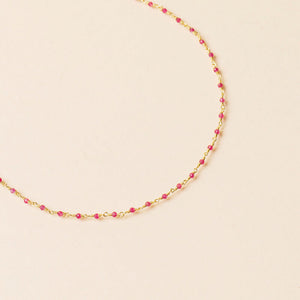 Collier inde - Une à Une - collier framboise - pierres fines