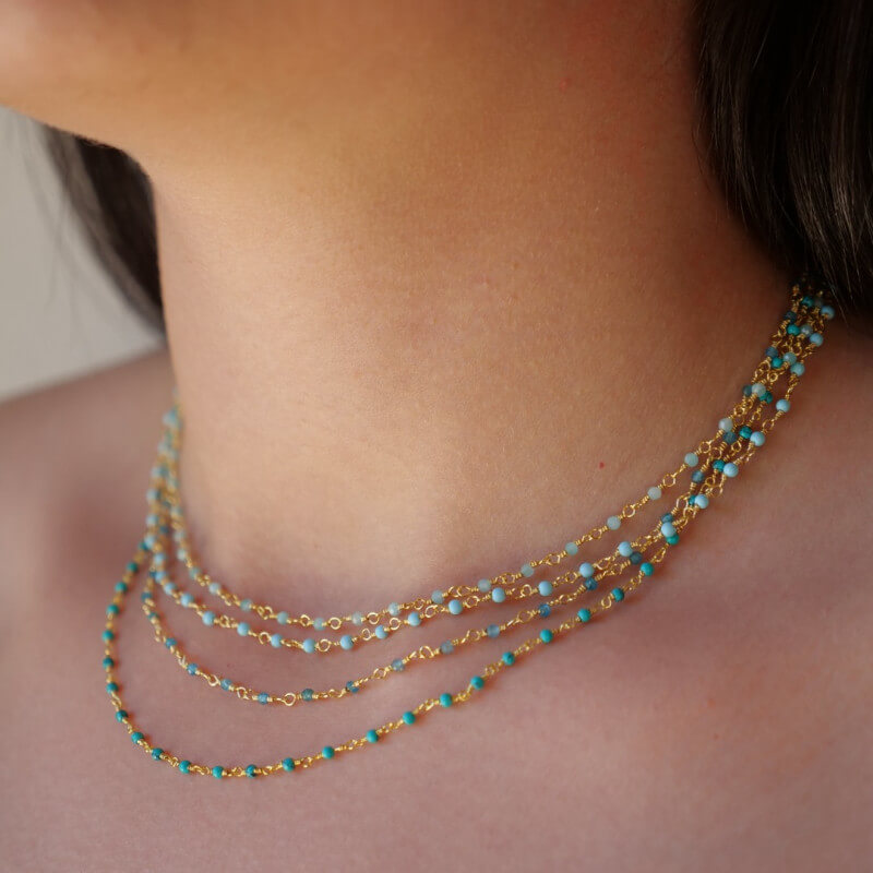 Collier inde - Une à Une - collier turquoise - pierres fines