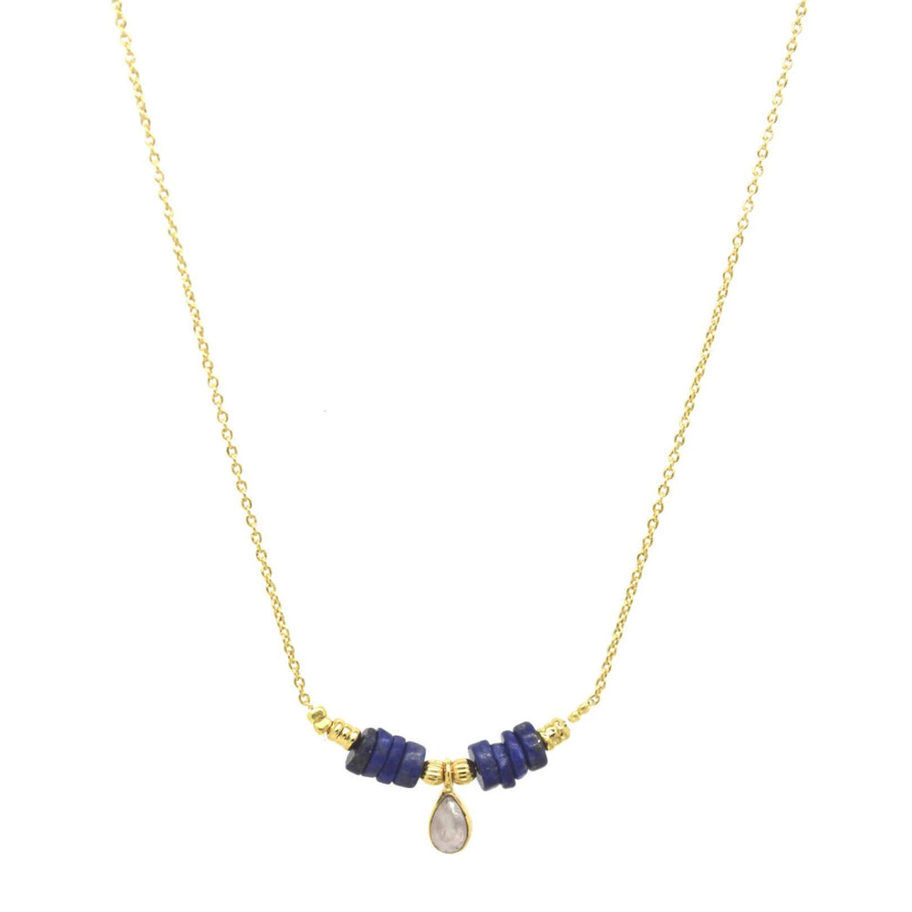 Collier Drop Precious - Quartz rose et Lapis Lazulli