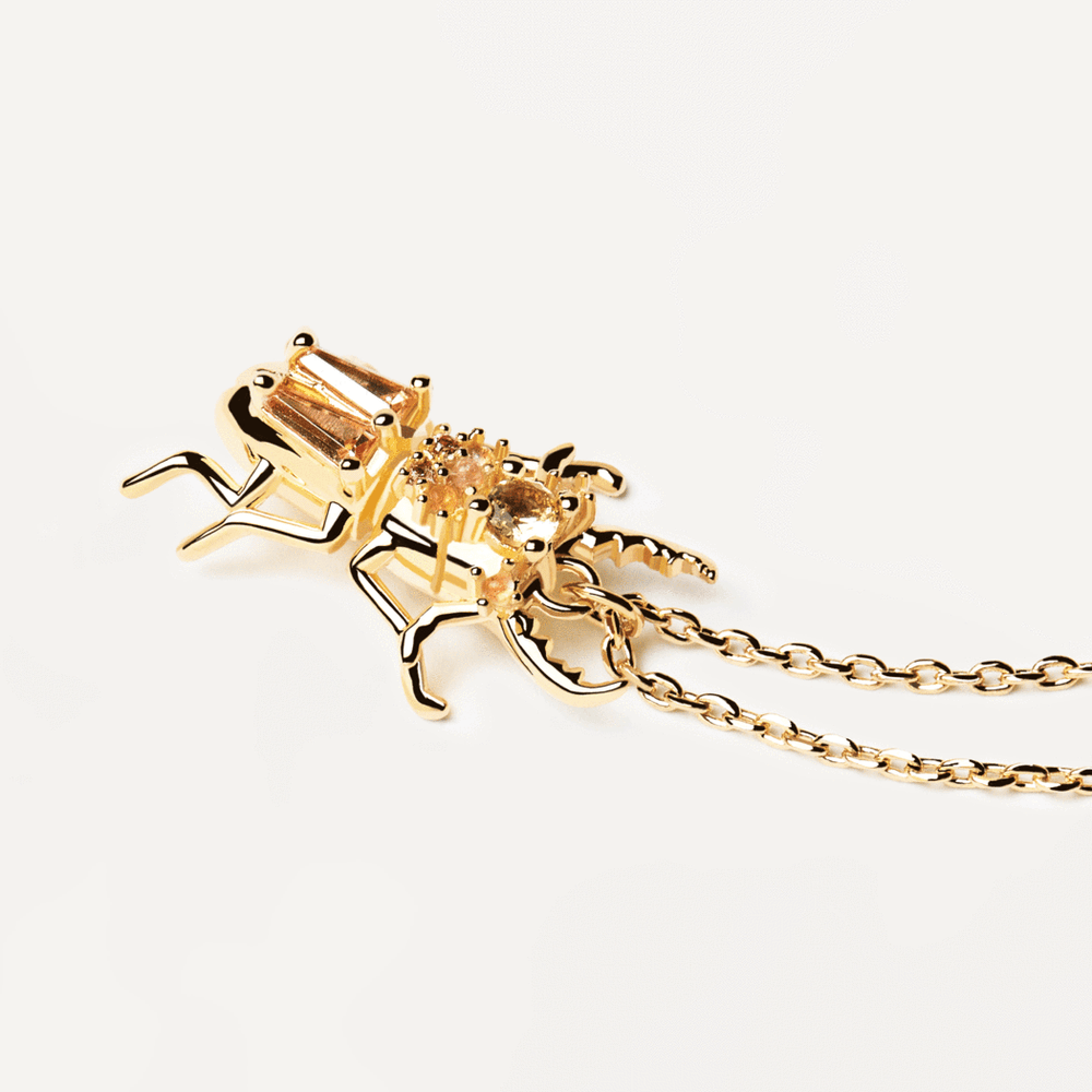 Collier amulette Courage Beetle - Or