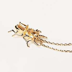Collier amulette Courage Beetle - Or