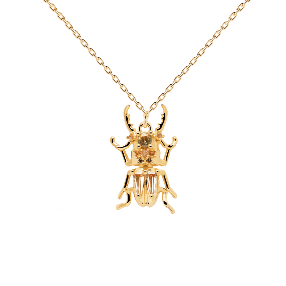 Collier amulette Courage Beetle - Or