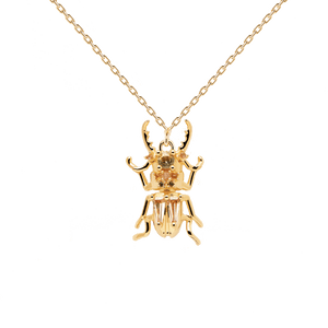 Collier amulette Courage Beetle - Or