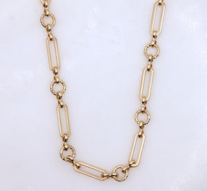 COLLIER MAILLE ALTERNÉE PLAQUÉ OR BIJOUX CREATEUR