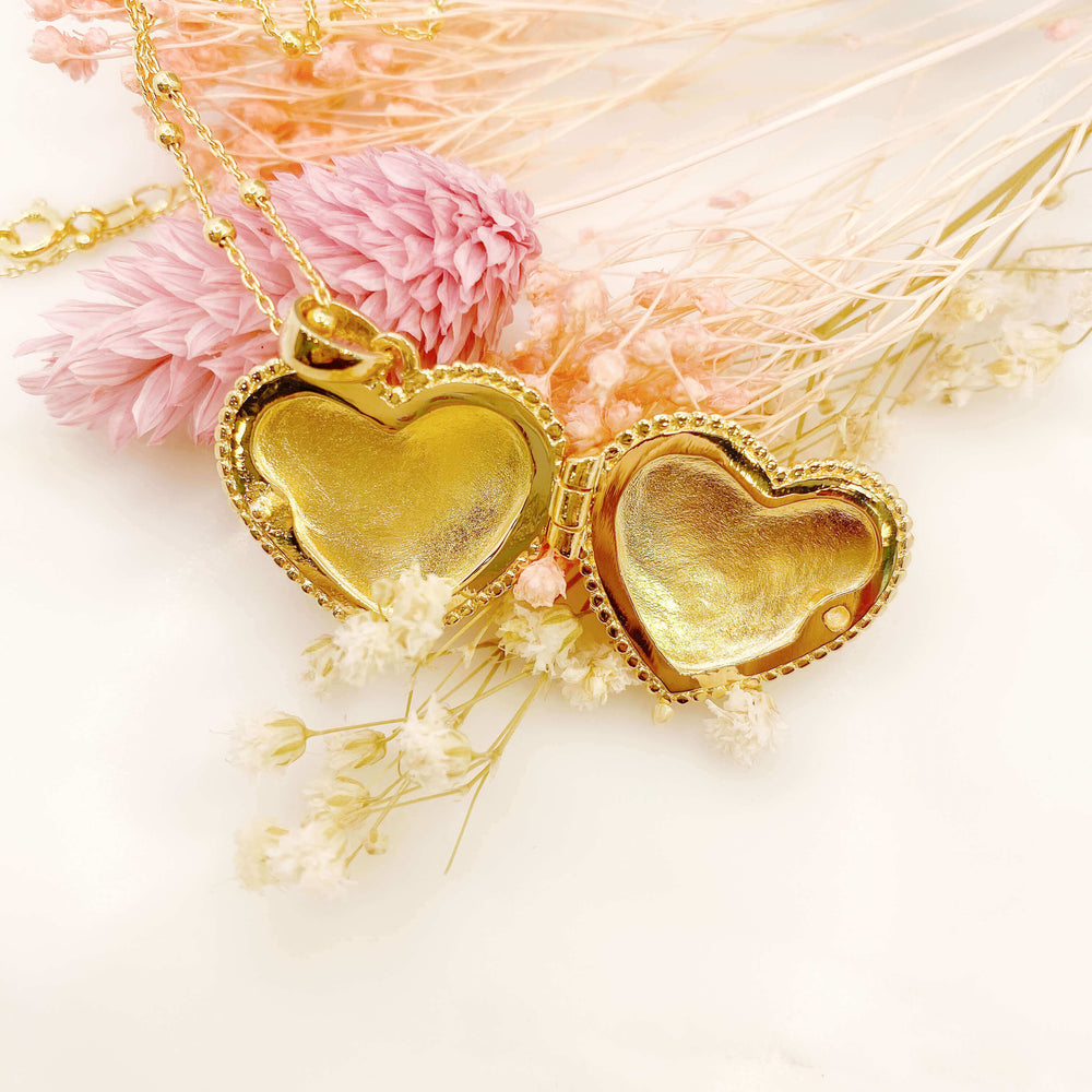 Médaillon cassolette coeur plaqué or porte photo