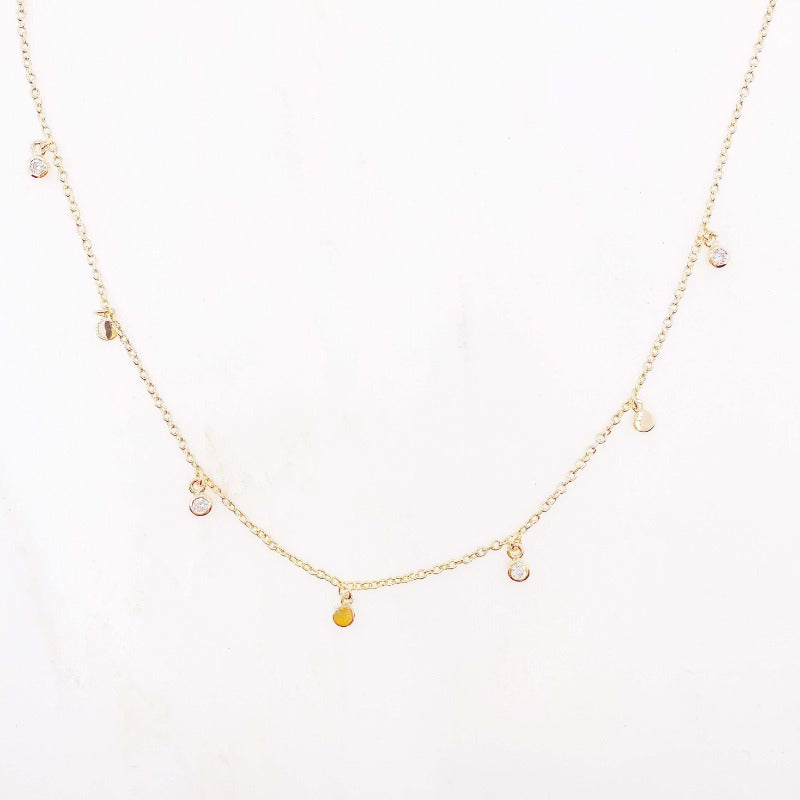 Collier mini pampille zircon - plaqué or