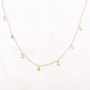 Collier mini pampille zircon - plaqué or