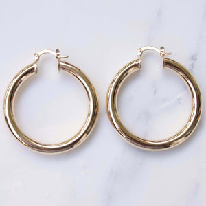 Créoles Femmes - Créoles Plaqué Or - Créoles Plaqué Or  Femmes - Bijoux Créateur - Bobart Bijoux - Boucles d'oreilles créoles épaisses - Créoles épaisses Femmes - Créoles épaisses