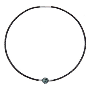 Collier homme cuir et perle de Tahiti - IKOBA