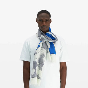 Écharpe Océanique - Bleu - foulard Inoui en laine - imprimé mer