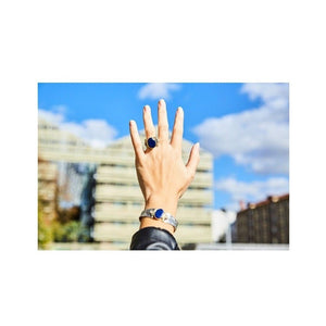 Jonc CANYON ethnique argent et Lapis Lazuli - Bobart Bijoux créateurs Paris