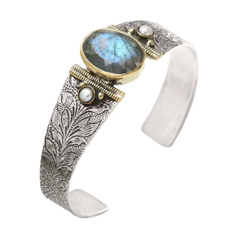 Jonc ethnique argent et labradorite