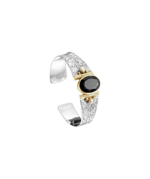 Jonc CANYON ethnique argent et onyx noir - Bobart Bijoux créateurs