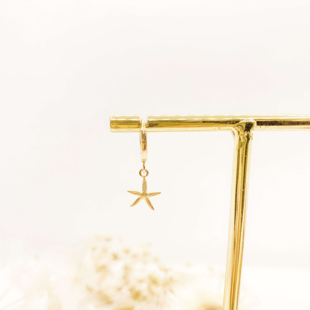 mini créole à l'unité plaqué or étoile de mer