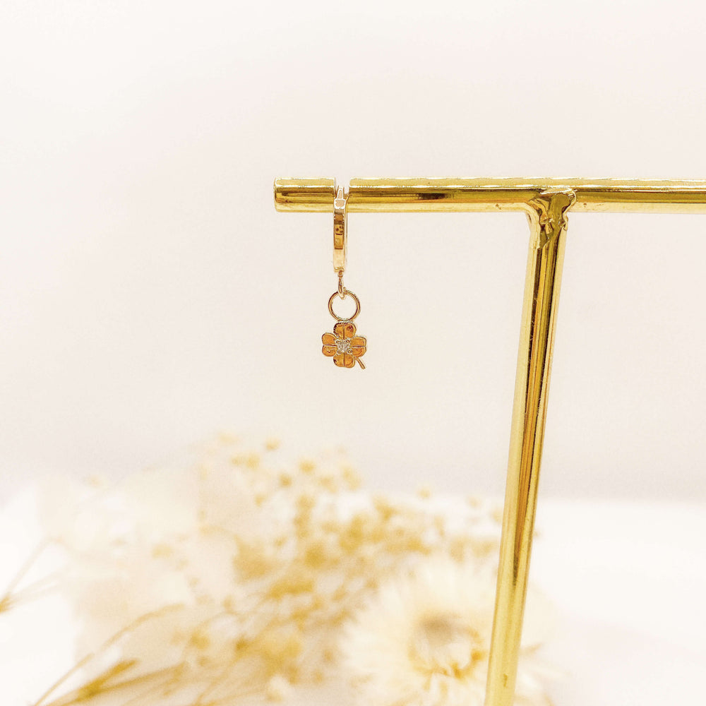 mini créole plaqué or trèfle pendant